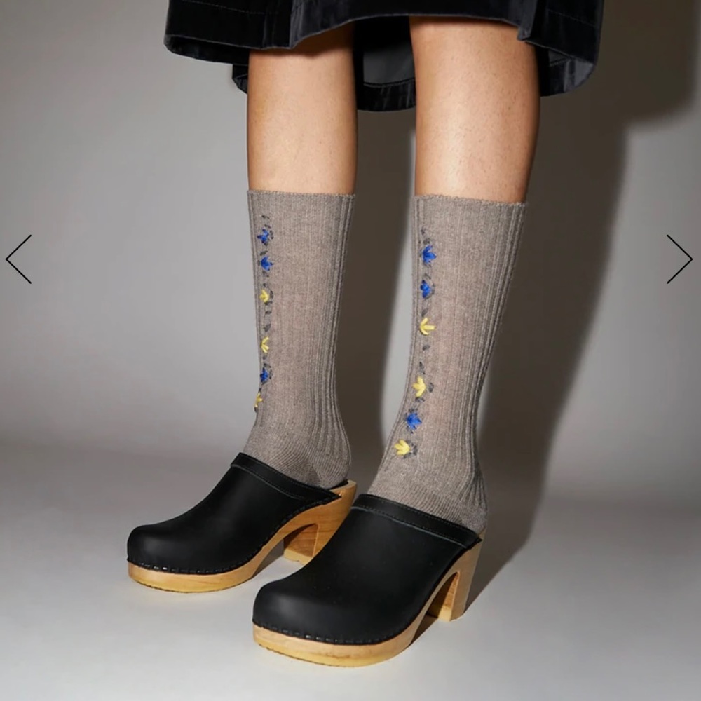No.6 Old School Clog on High Heel in Black